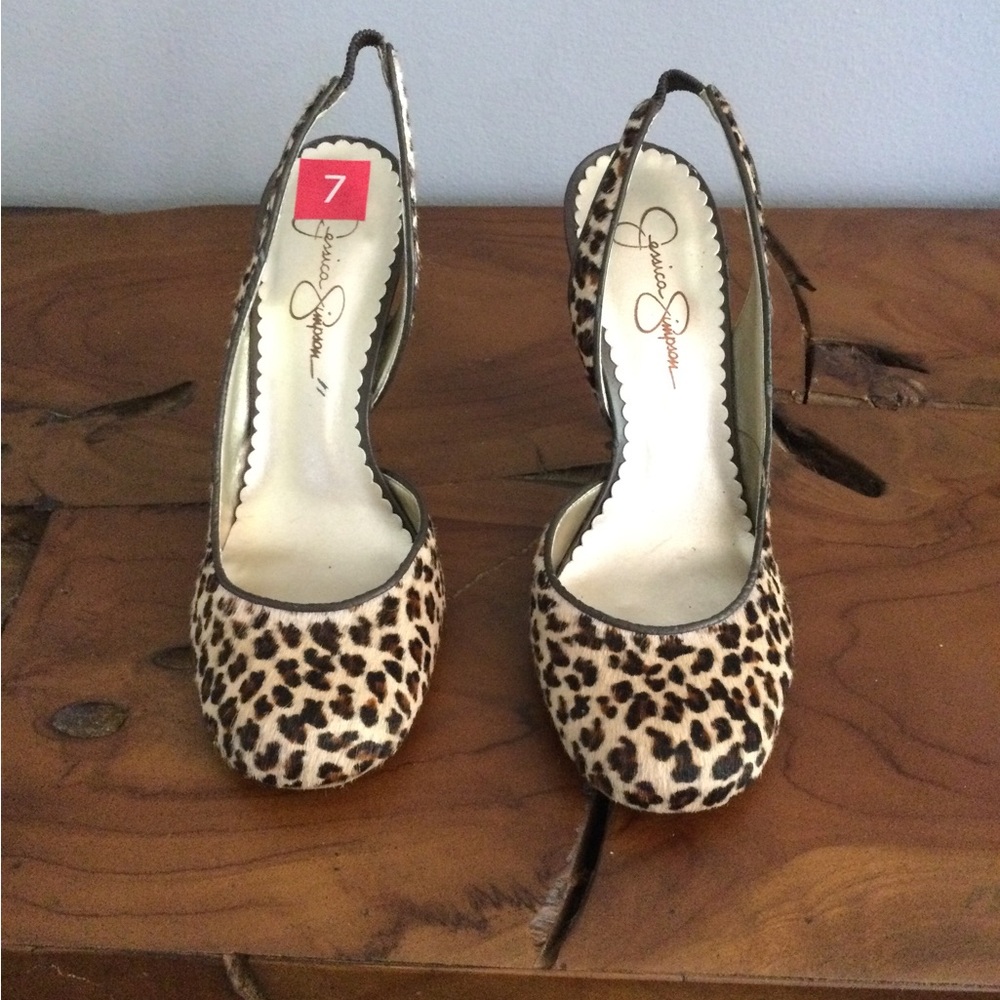 NEW Jessica Simpson Leopard Print Slingback Pumps - Brown